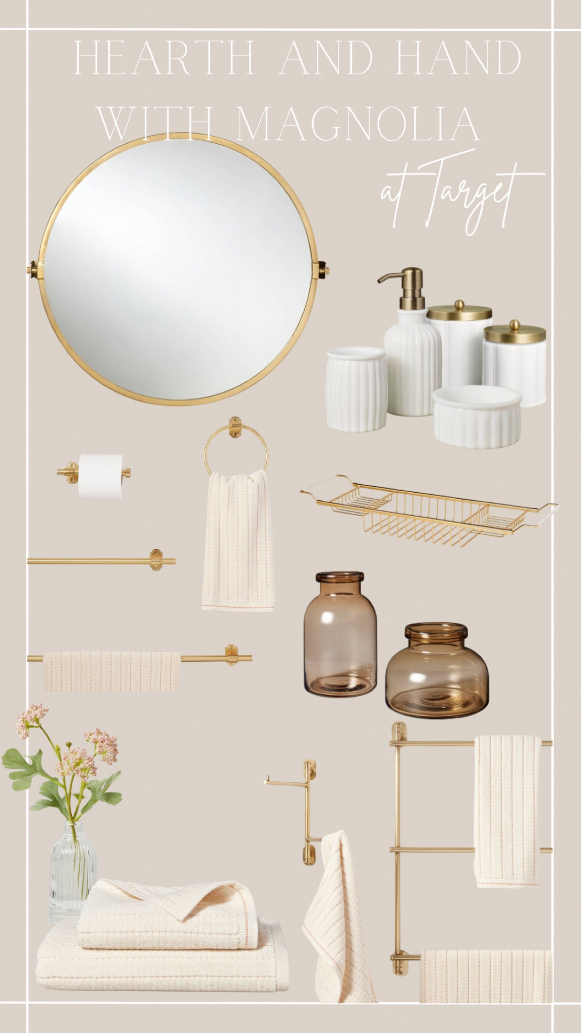 New! Hearth and Hand with Magnolia at Target. Bathroom line.  Soft creams, rich brass, delicate details.

#LTKhome