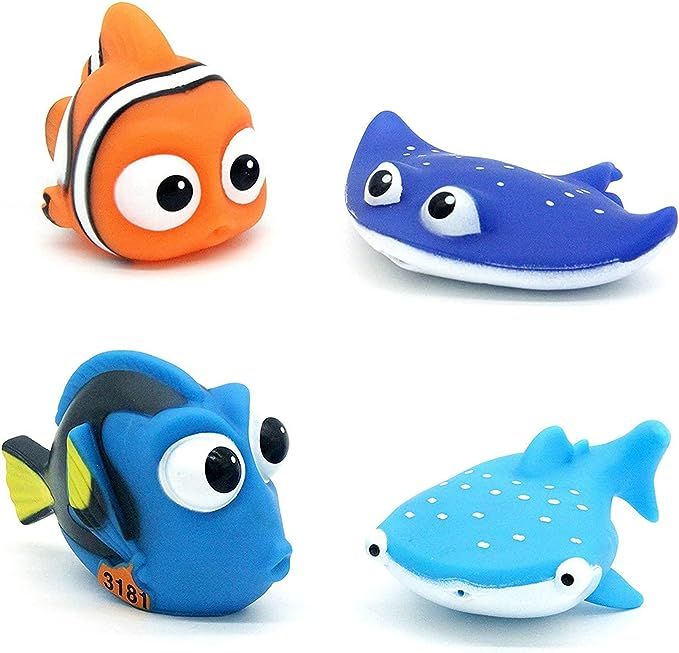 MIWEN Kid Shower Toy Baby Bath Squirt Toys,Shark Bathtub Water Toys,4pcs Toddlers Infant Swimming... | Amazon (US)