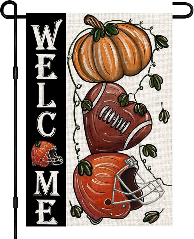 Fall Football Welcome Garden Flags 12x18 Inch Vertical Double Sided, Pumpkin Autumn Sports Game D... | Amazon (US)