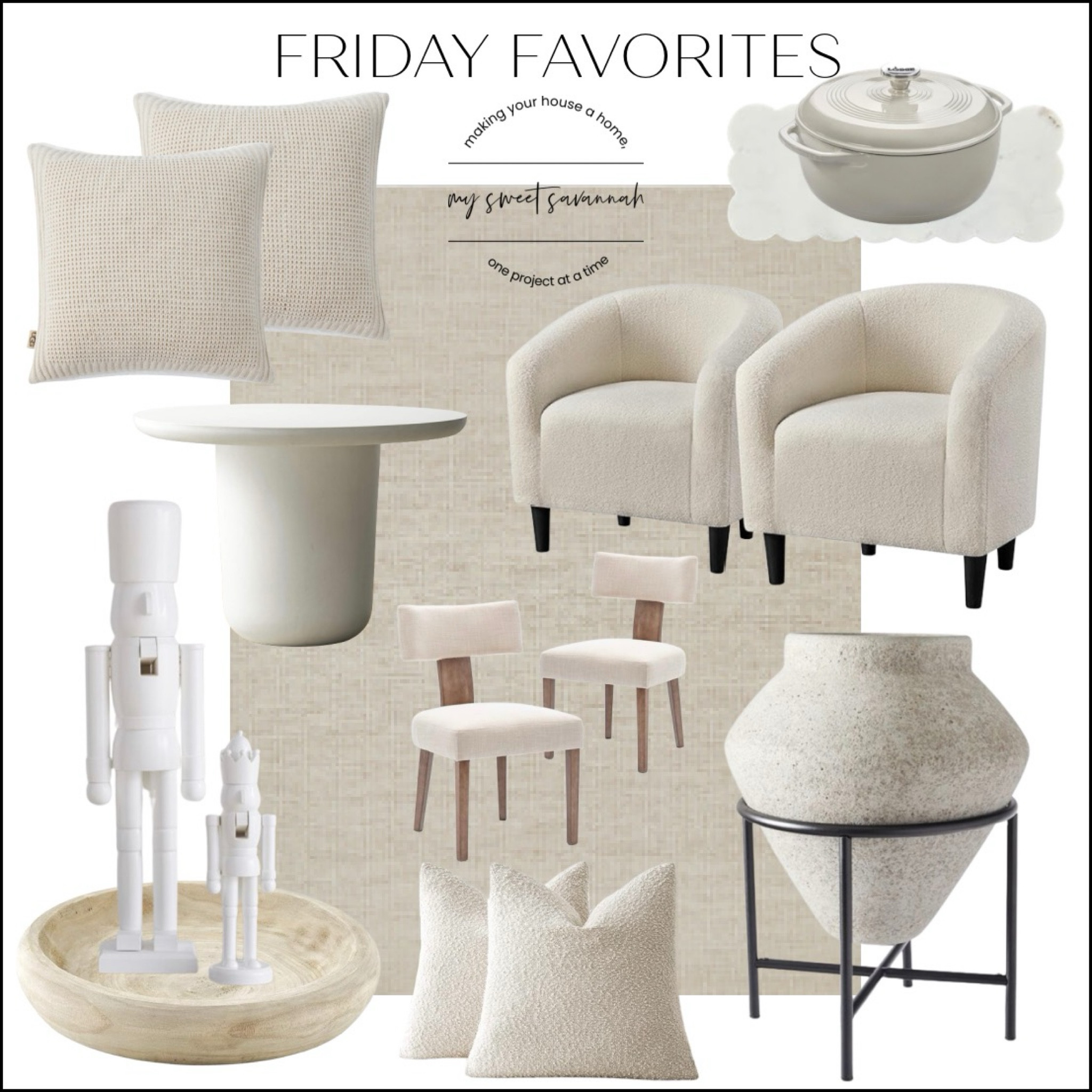 Winter whites for this weeks Friday favorites! 
Home decor
Organic modern
Modern minimalist
Home decor
Rug
Nutcracker
Christmas decor 

#LTKhome #LTKGiftGuide #LTKSeasonal