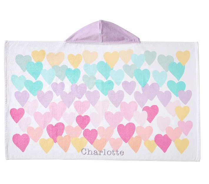 Rainbow Heart Kid Beach Hooded Towel | Pottery Barn Kids
