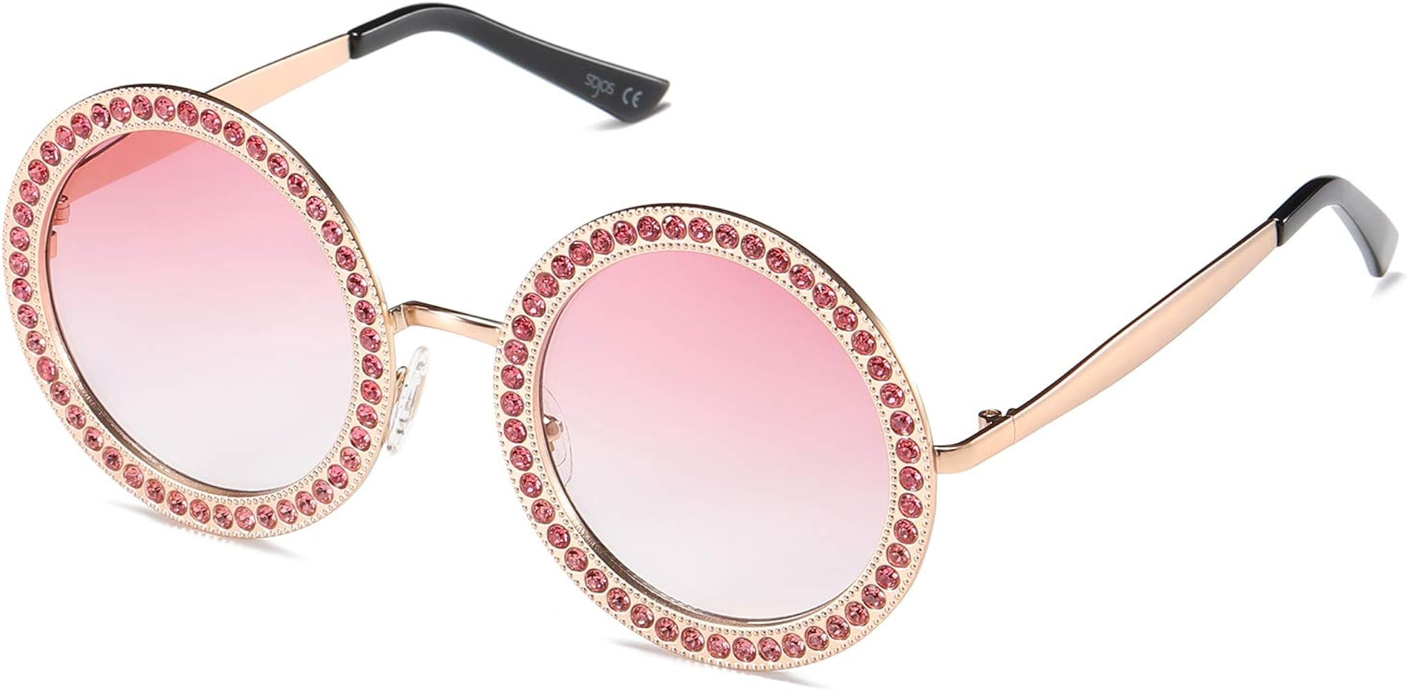 SOJOS Shining Oversized Round Rhinestone Sunglasses Festival Gem Sunnies SJ1095 | Amazon (US)