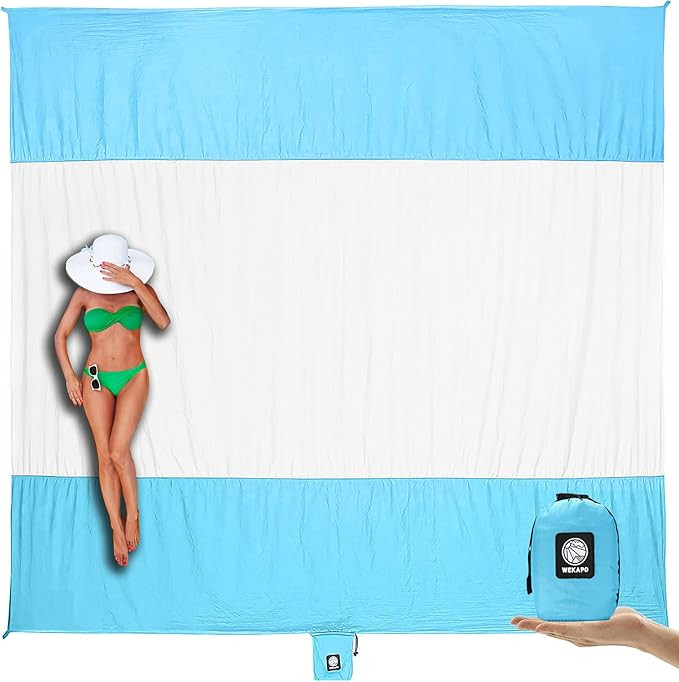 WEKAPO Beach Blanket Sandproof, Extra Large Beach Mat, Big & Compact Sand Free Mat Quick Drying, ... | Amazon (US)