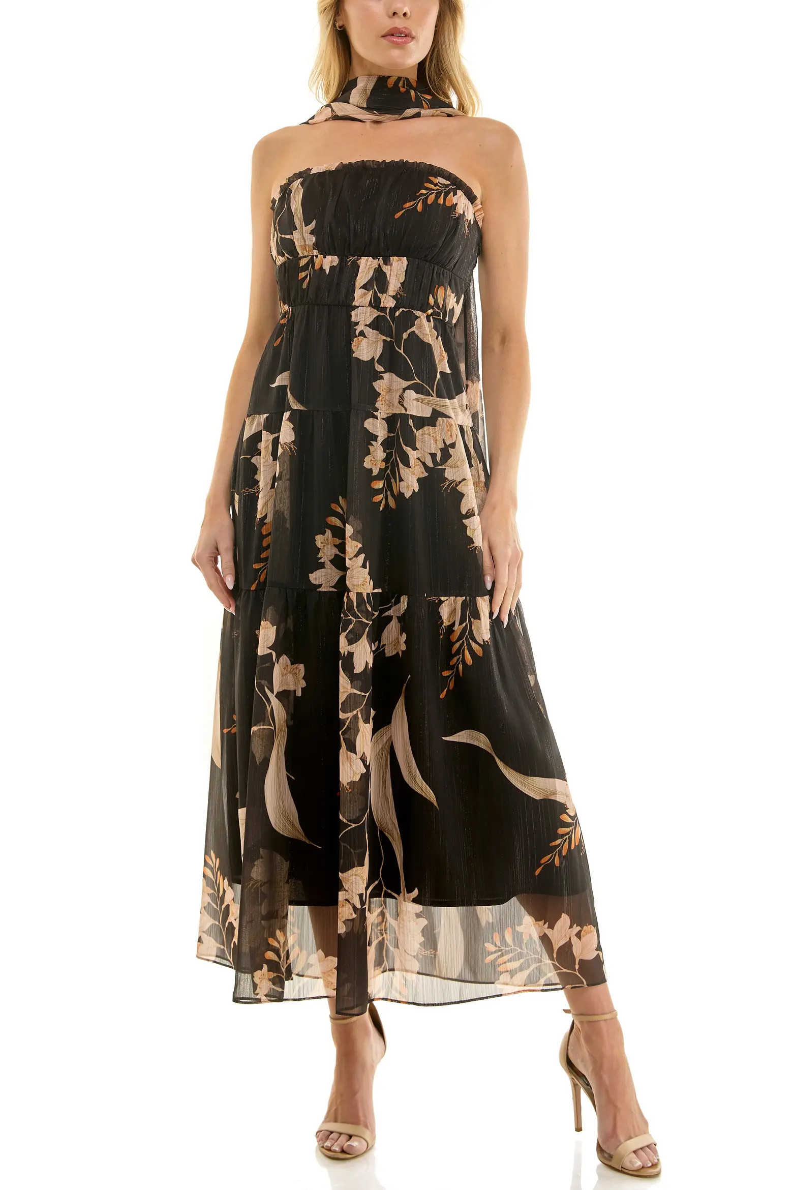 Metallic Floral Strapless Dress & Scarf Set (Women) | Nordstrom | Nordstrom