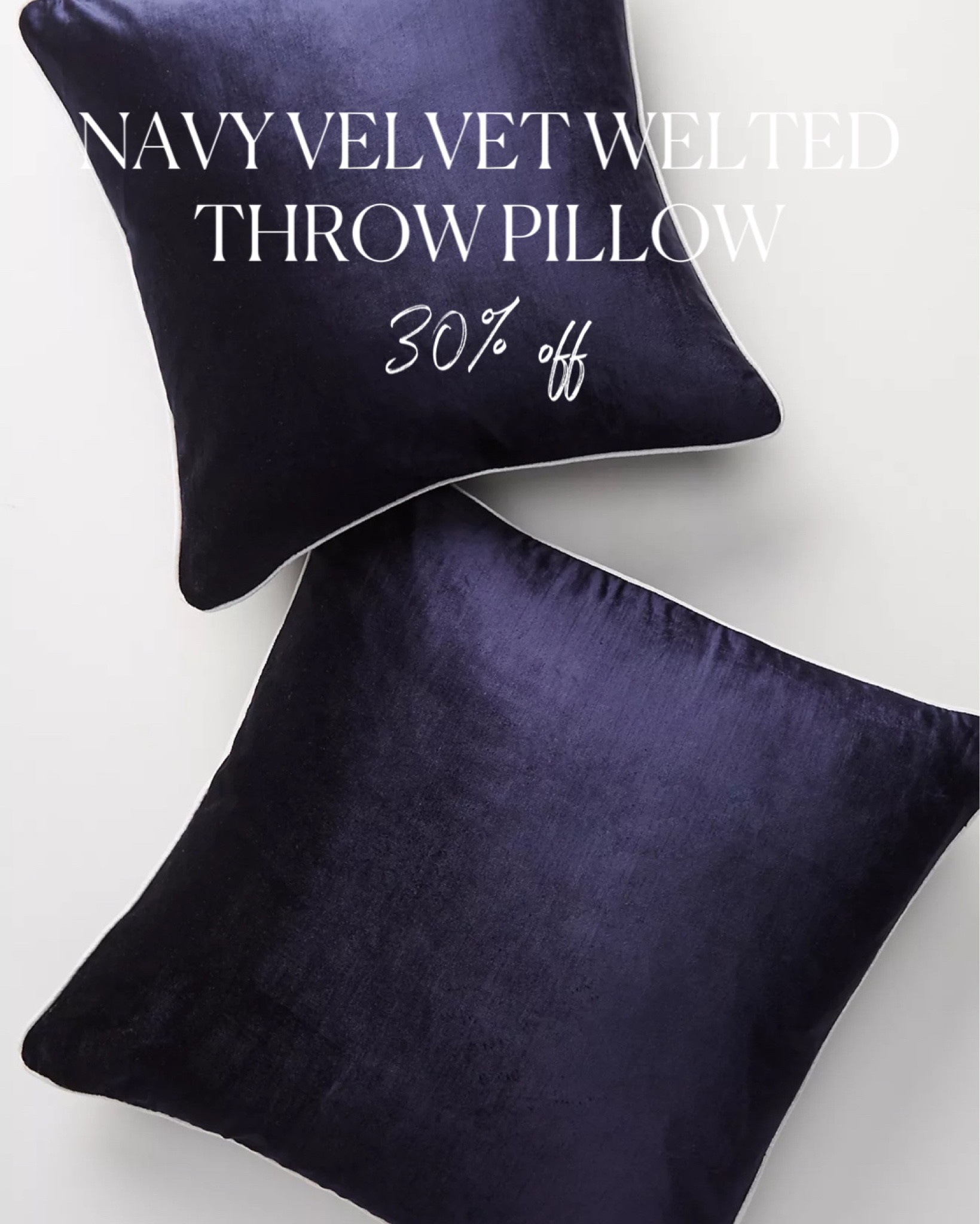 Navy throw pillow, blue velvet, welted pillow, Anthropologie, home decor sale alert

#LTKsalealert #LTKFind #LTKhome