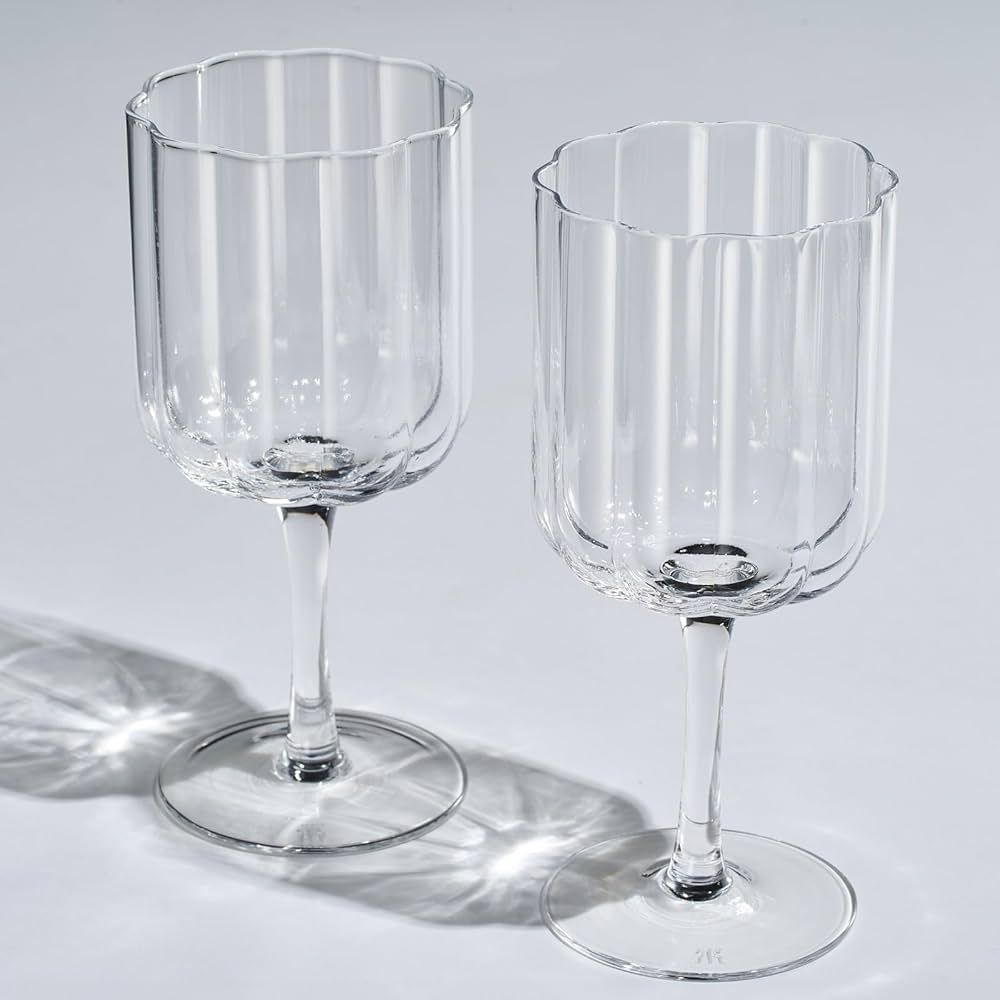 Flower Vintage Wine Glassware - Set of 2-13 oz Colorful Cocktail, Martini & Champagne Glasses, Pr... | Amazon (US)