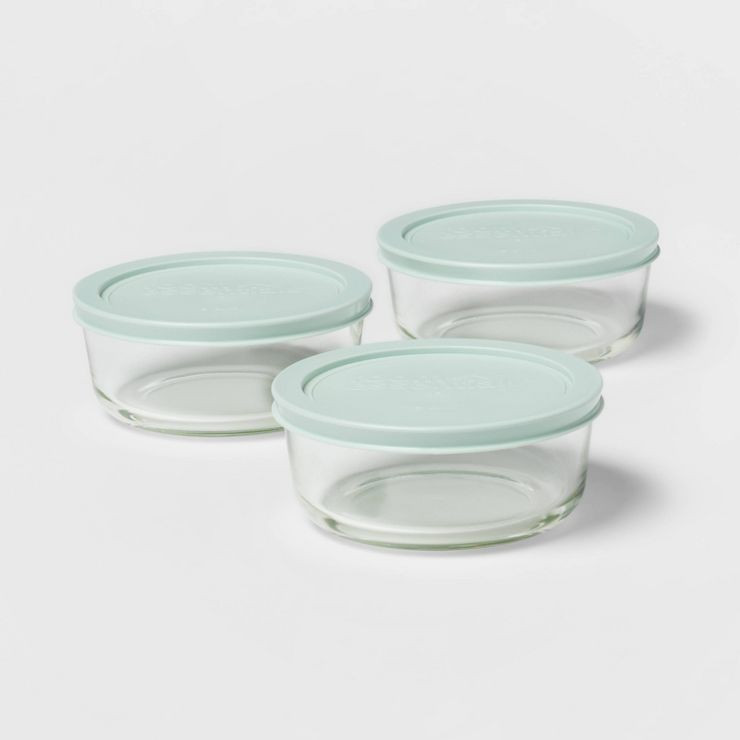 3pk (6pc) 2c Round Glass Food Storage Container Set - Room Essentials™ | Target