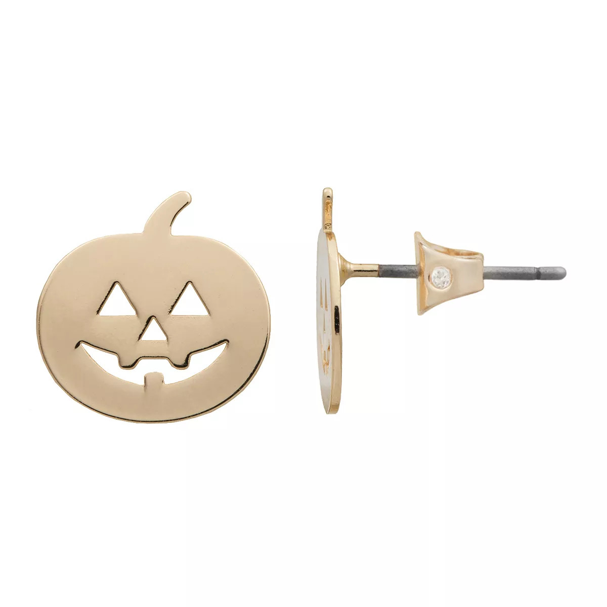 LC Lauren Conrad Gold Tone Pumpkin Button Earrings | Kohl's