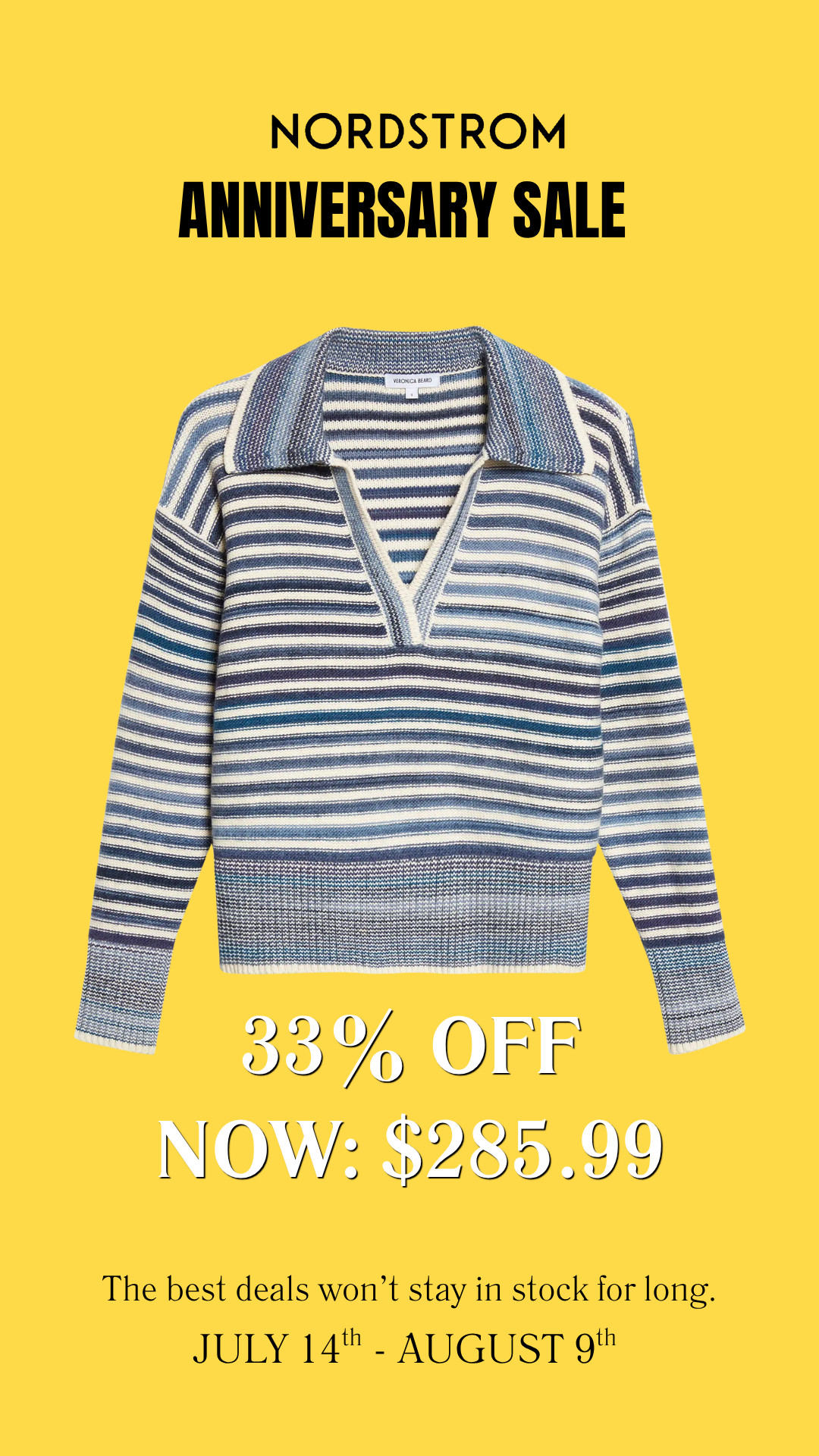 This Veronica Beard Koko Stripe Cotton & Wool Blend Sweater is one of those elevated basics you'll wear on repeat.

The polished collar, relaxed fit, and beautiful blue striped knit make it perfect with jeans, white denim, or trousers for effortless fall style. 

Even better, it's 33% off during the Nordstrom Anniversary Sale!

👩‍💻 LTK PRO TIPS
❤️ Heart = Support my posts ;-)
🔖 Save = Get sale & restock alerts for the things you love!
📋 Lists = Keep favorites organized (List ideas: Fall Sweaters, Wardrobe Staples, Denim Outfits!)
📲 Share = Send lists and products to a friend (or your daughters like me).
💬 Comment = Ask me anything, and I'll answer. ;-) 

 #LTKootd #LTKOver40 #LTKSaleAlert