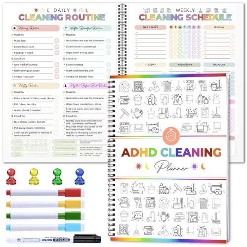 Adhd Cleaning Planner - Reusable Adhd Cleaning and Organizing Planner Daily Weekly Monthly Cleaning Schedule and Checklist ADHD Planners for Adults Women Stress-Free Editable Household Schedule Planners | Amazon (US)