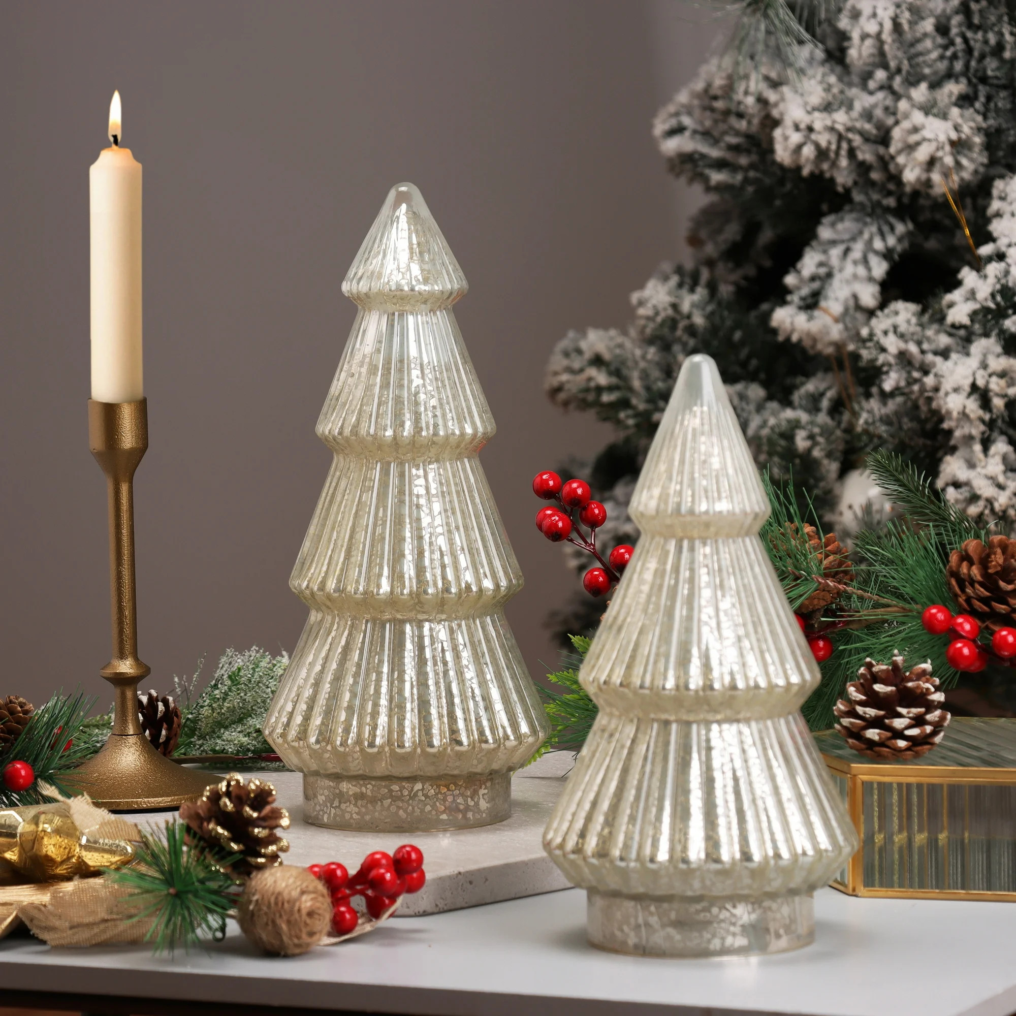 Better Homes & Gardens 12‘’  Decorative Tabletop Christmas Tree in Mercury Ribbed White Glass... | Walmart (US)