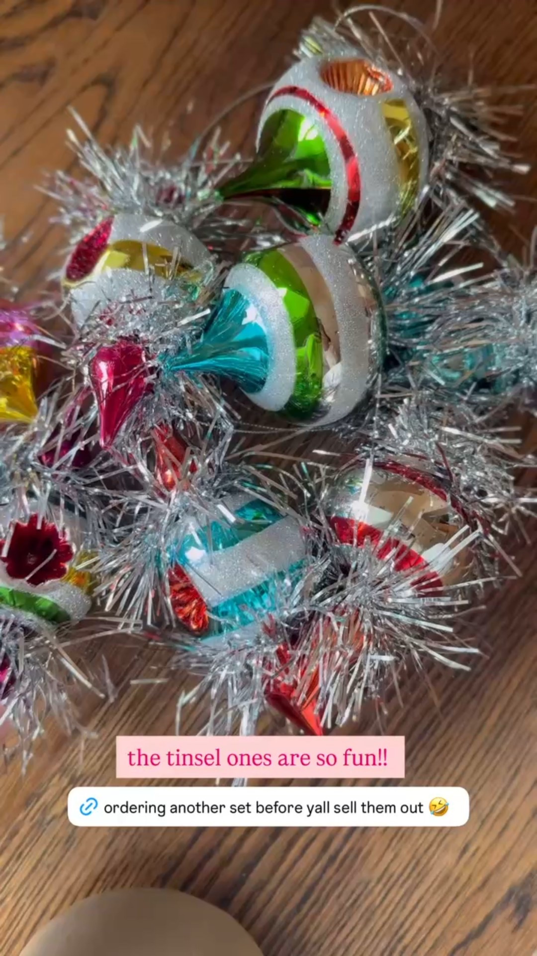 Tinsel ornaments from Amazon that I am loving they fill any holes in your tree or garland! 

#LTKStyleTip #LTKHoliday #LTKHome