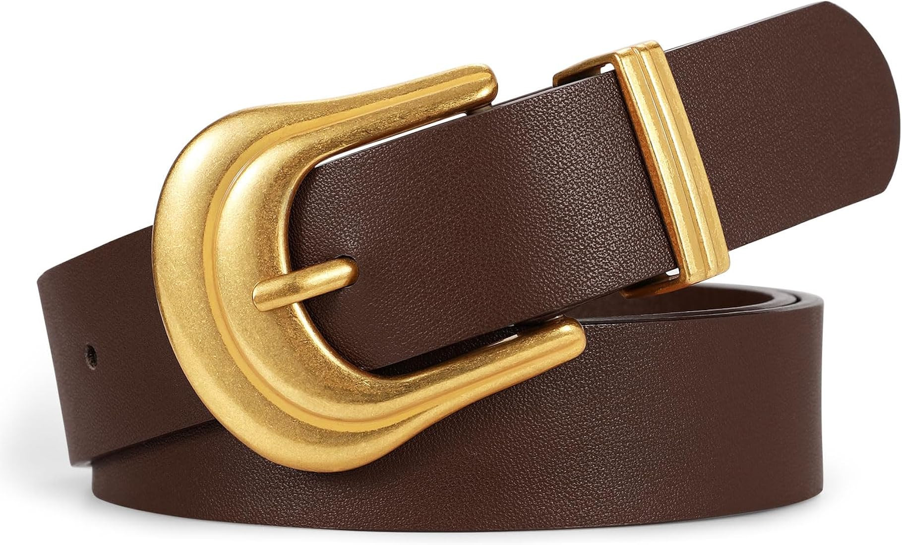 JASGOOD Women's Western Belt Vintage Black Leather Waist Belt for Pants Jeans with Gold Buckle | Amazon (US)