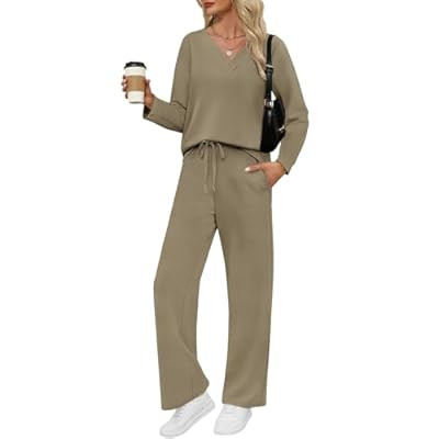 VUTRU Womens 2 Piece Lounge Sets Casual Fall Travel Vacation Outfits Tracksuit Wide Leg Lo… | Amazon (US)