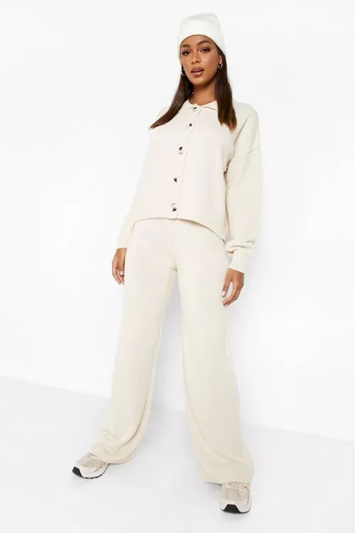 Knitted Collared Sweater & Pants Two-Piece | Boohoo.com (US & CA)