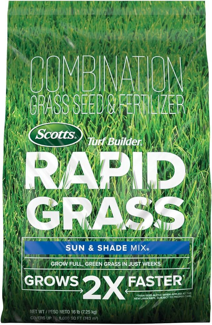 Scotts Turf Builder Rapid Grass Sun & Shade Mix, Combination Seed and Fertilizer, Grows Green Gra... | Amazon (US)