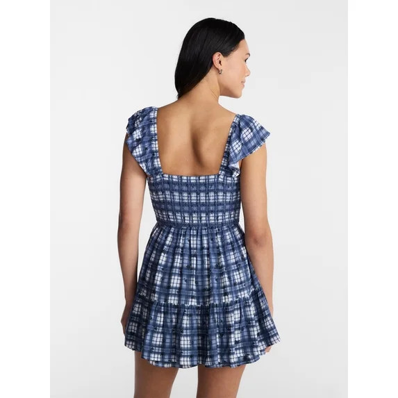 No Boundaries Smocked Romper with Flutter Sleeves, Women’s XXS-XXL | Walmart (US)