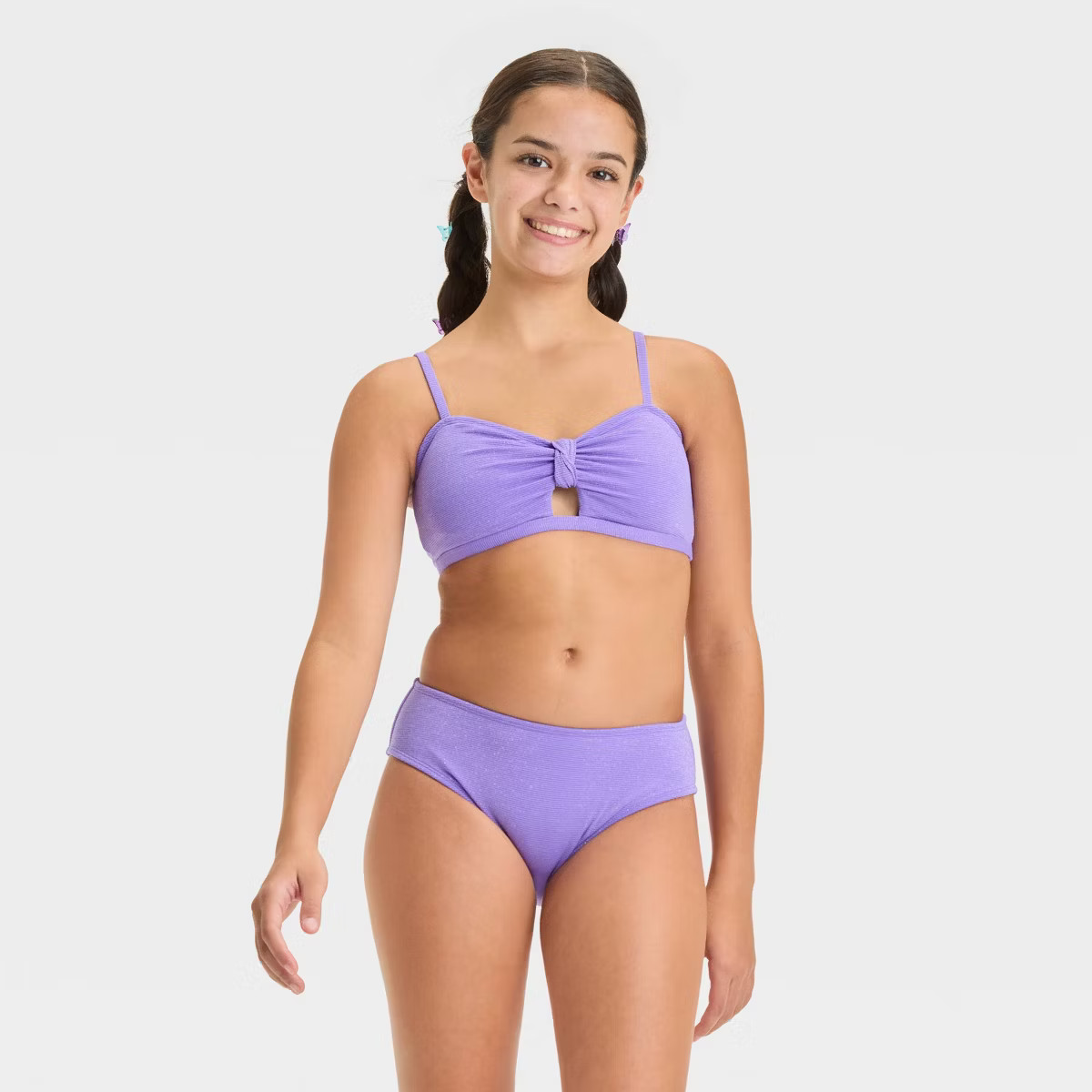 Girls' Seaside Shine Solid Bikini Set - art class™ Purple | Target