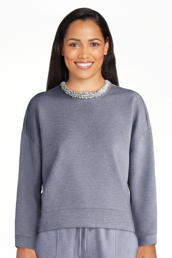 Scoop Women's and Women's Plus Scubaknit Pearl Embellished Sweatshirt, Sizes XS-4X | Walmart (US)