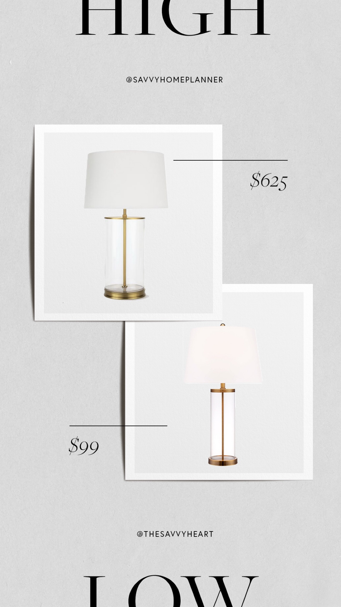 Designer look for less: Clear glass table lamp with brass details and white drum shade 

#LTKHome