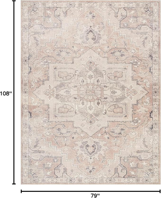 Mark&Day Area Rugs, 7x9 Korrina Traditional Salmon Area Rug, Tan Beige Grey Carpet for Living Roo... | Amazon (US)