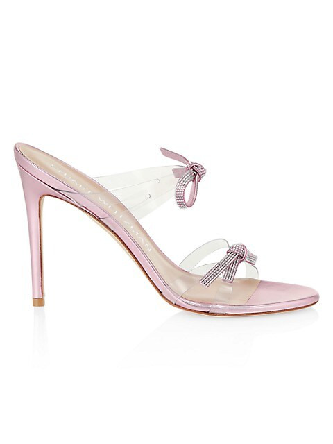 Stuart Weitzman Crystal-Embellished Bow PVC Mules | Saks Fifth Avenue