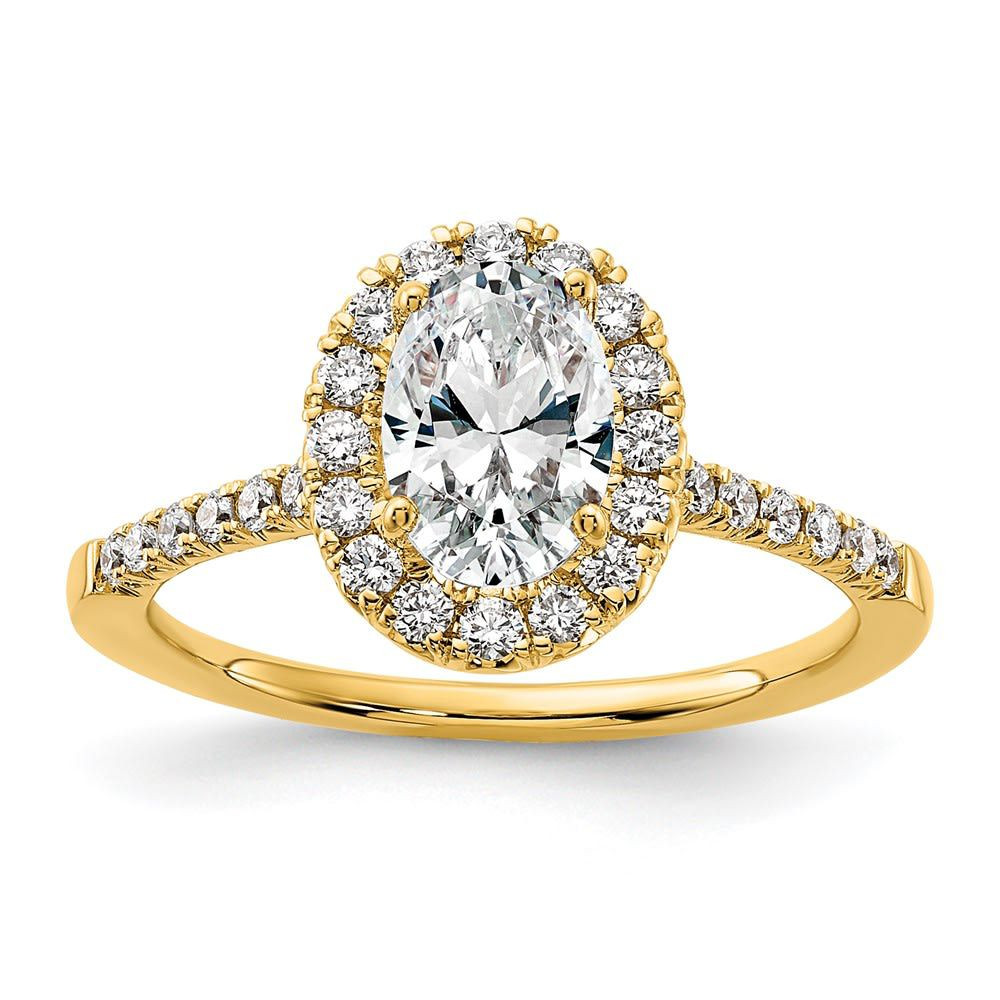 Lab Created 3/4 ct. t.w. Lab Grown Diamond VS/SI GH, Oval Halo Engagement Complete Ring 14K Yello... | Belk