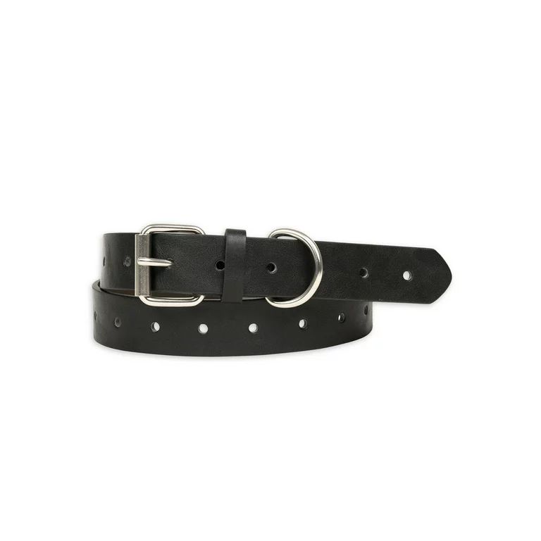 Time and Tru Women's Roller Buckle Faux Leather Belt, Black | Walmart (US)