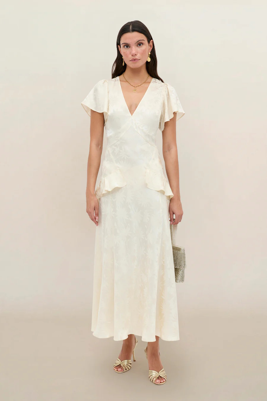 Evie - Daisy Jacquard Champagne | Rixo