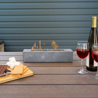 Pure Garden 3-in W 2000 Maximum BTUs Concrete Rectangle Portable Liquid propane Fire pit | Lowe's