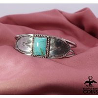 Southwestern Silver & Turquoise Etched Cuff Bracelet | Etsy (US)