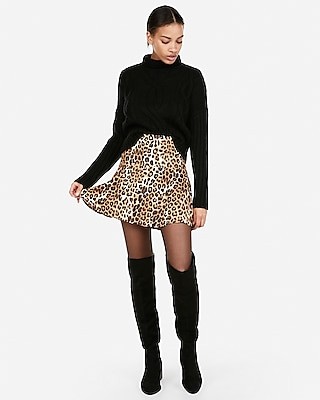 Express Womens High Waisted Leopard Mini Skirt Leopard Women's 00 Leopard 00 | Express