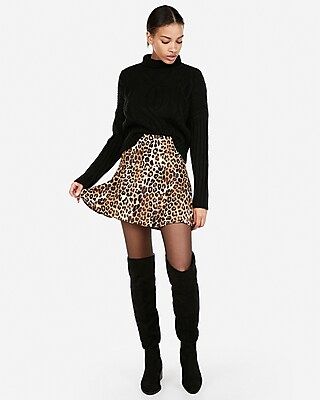 Express Womens High Waisted Leopard Mini Skirt Leopard Women's 00 Leopard 00 | Express