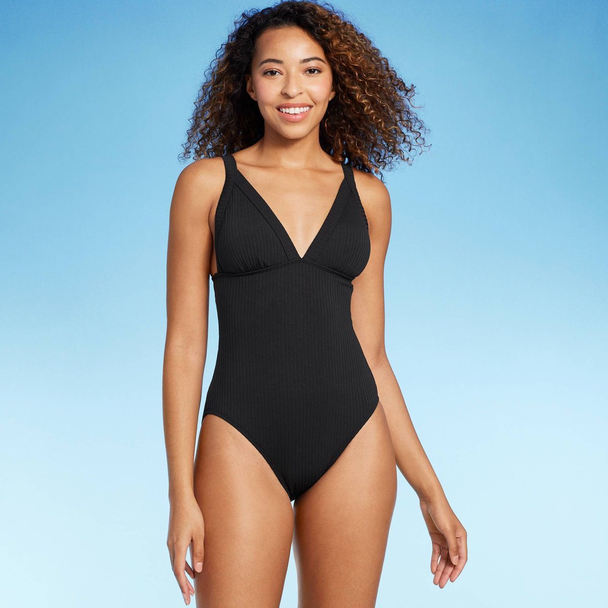Women's Ribbed Triangle One Piece Swimsuit - Shade & Shore™ | Target