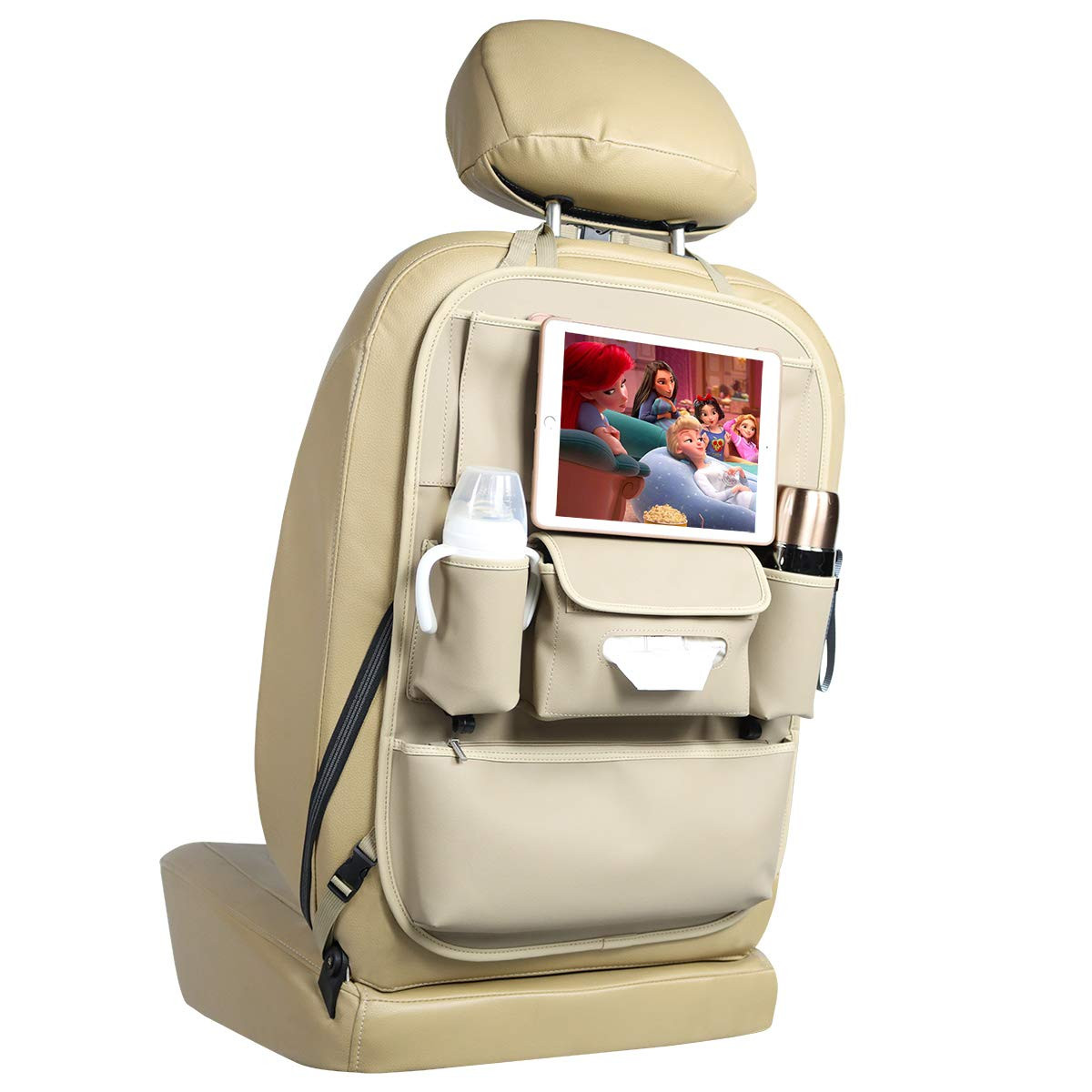 Car Seat Organizers Waterproof Backseat Protector with Storage Pocket Large Leather Kick Mats for... | Amazon (US)