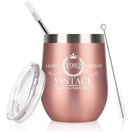 Sparkle Moment 1982 40th Birthday Presents Women/Men Vintage Aged Perfection Insulated Stainless Ste | Amazon (US)