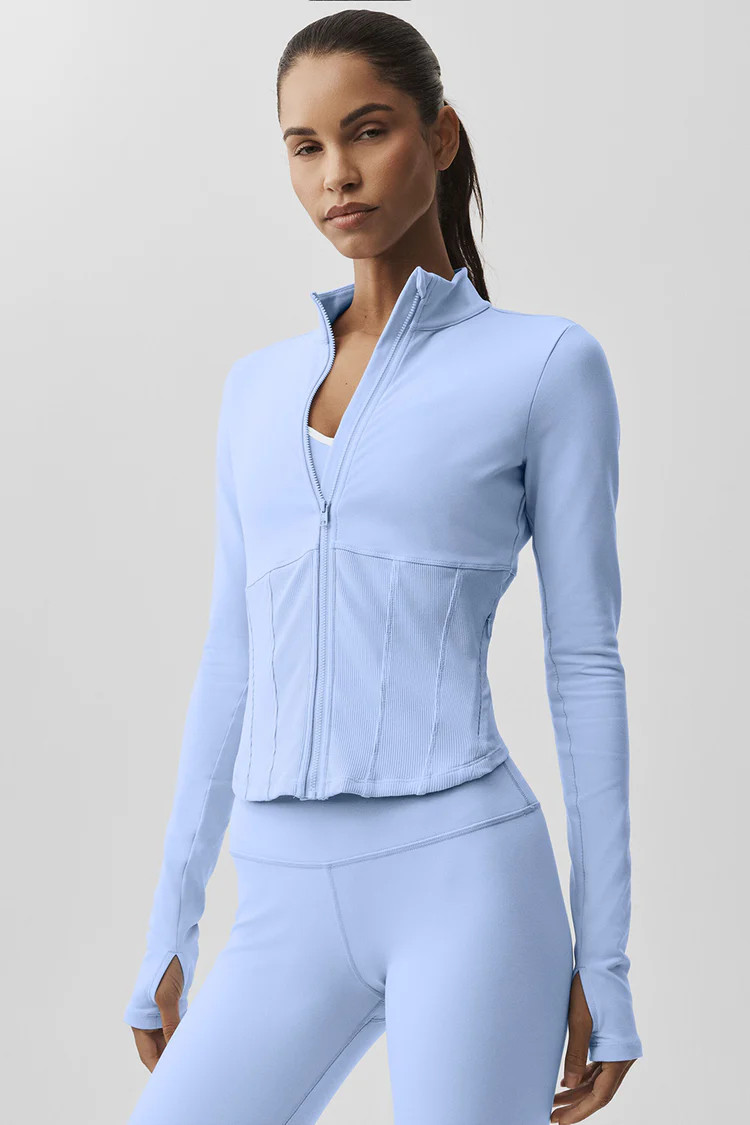 Airbrush Corset Full Zip Jacket - Light Provence Blue | Alo Yoga (US)