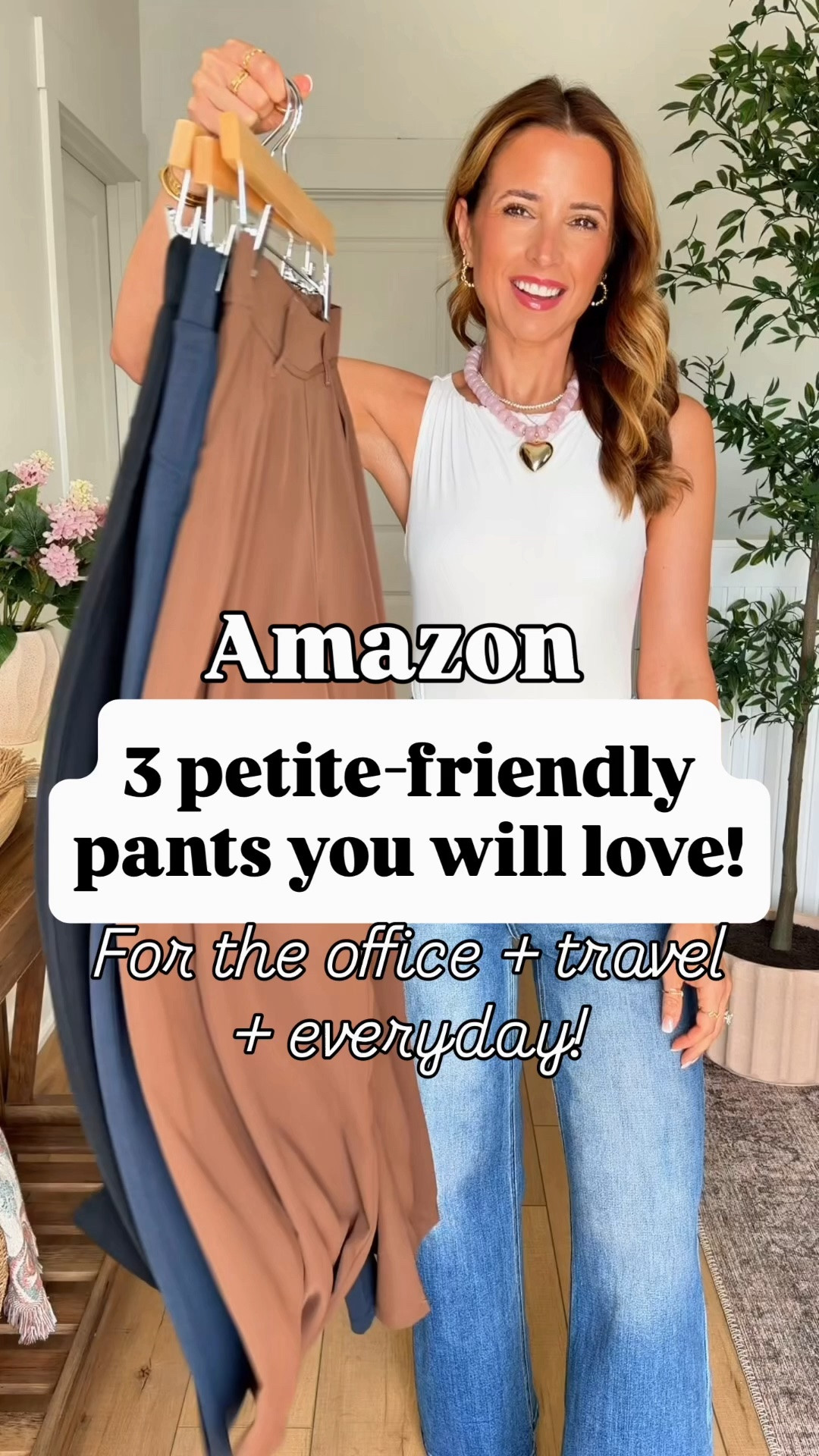 I found us three pairs of petite friendly pants from Amazon! Brown trouser style pull in pants in CS petite. Black modal blend crop pants with 25” inseam in XS. Wide leg modal blend pants in navy, size XS petite (this particular style runs big, I would size down). Amazon workwear. Teacher outfits. Business casual. Travel outfits. XS in everything else!

#LTKootd #LTKWorkwear #LTKTravel