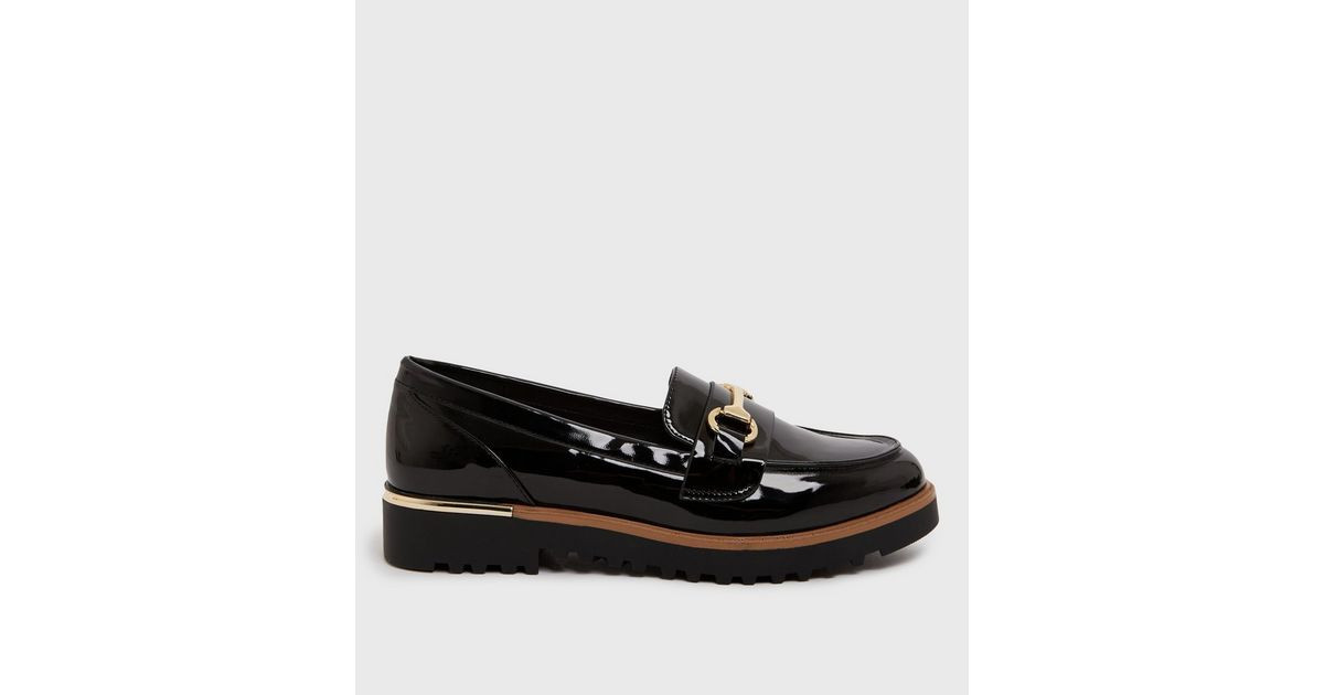 Black Patent Metal Trim Chunky Loafers
						
						Add to Saved Items
						Remove from Saved It... | New Look (UK)