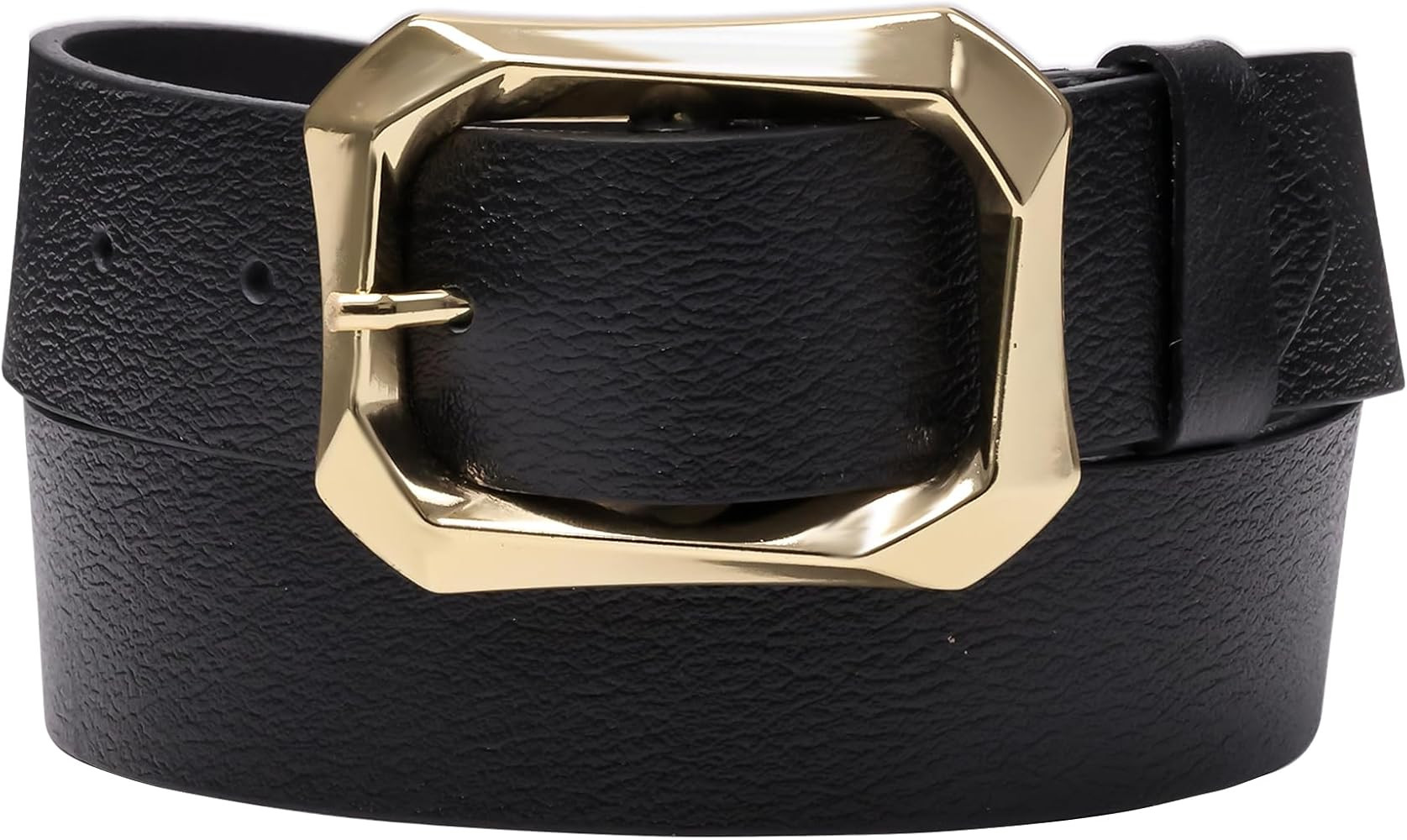 Women's Leather Belt Gold Buckle Waist Belt for Jeans in Navy Blue, Dark Brown, and Black Colors.... | Amazon (US)