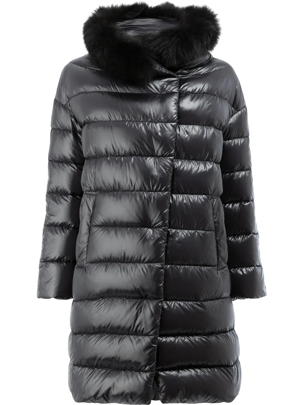 Herno fur collar puffer jacket - Black | FarFetch Global