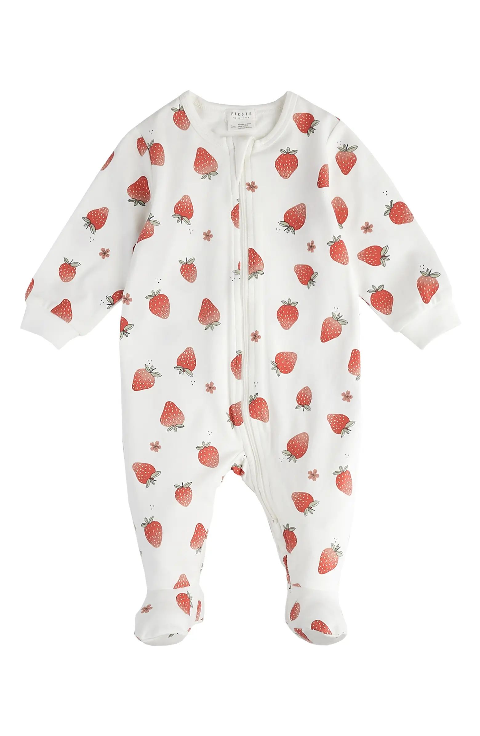 Strawberry Print Organic Cotton Footie | Nordstrom