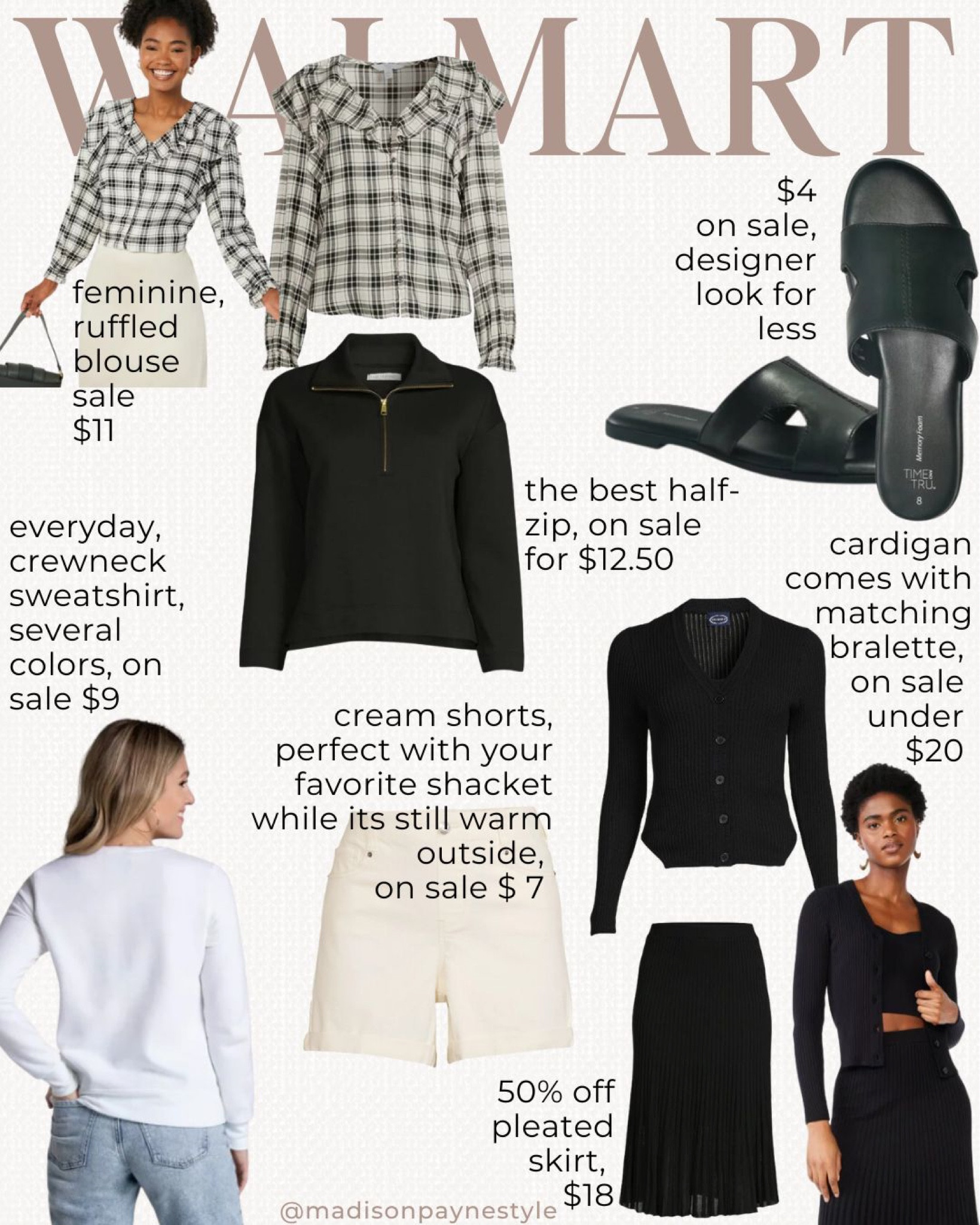 WALMART on sale!✨Get ready for Fall🍁 with these neutrals on sale! Plaids, half-zips, sweatshirts and cardigans are a can’t miss with transitional styling🖤 fall outfit, sweatshirt, Walmart, cardigan, pleated skirt, plaid, sweater, sale

#LTKsalealert #LTKfindsunder50 #LTKSeasonal