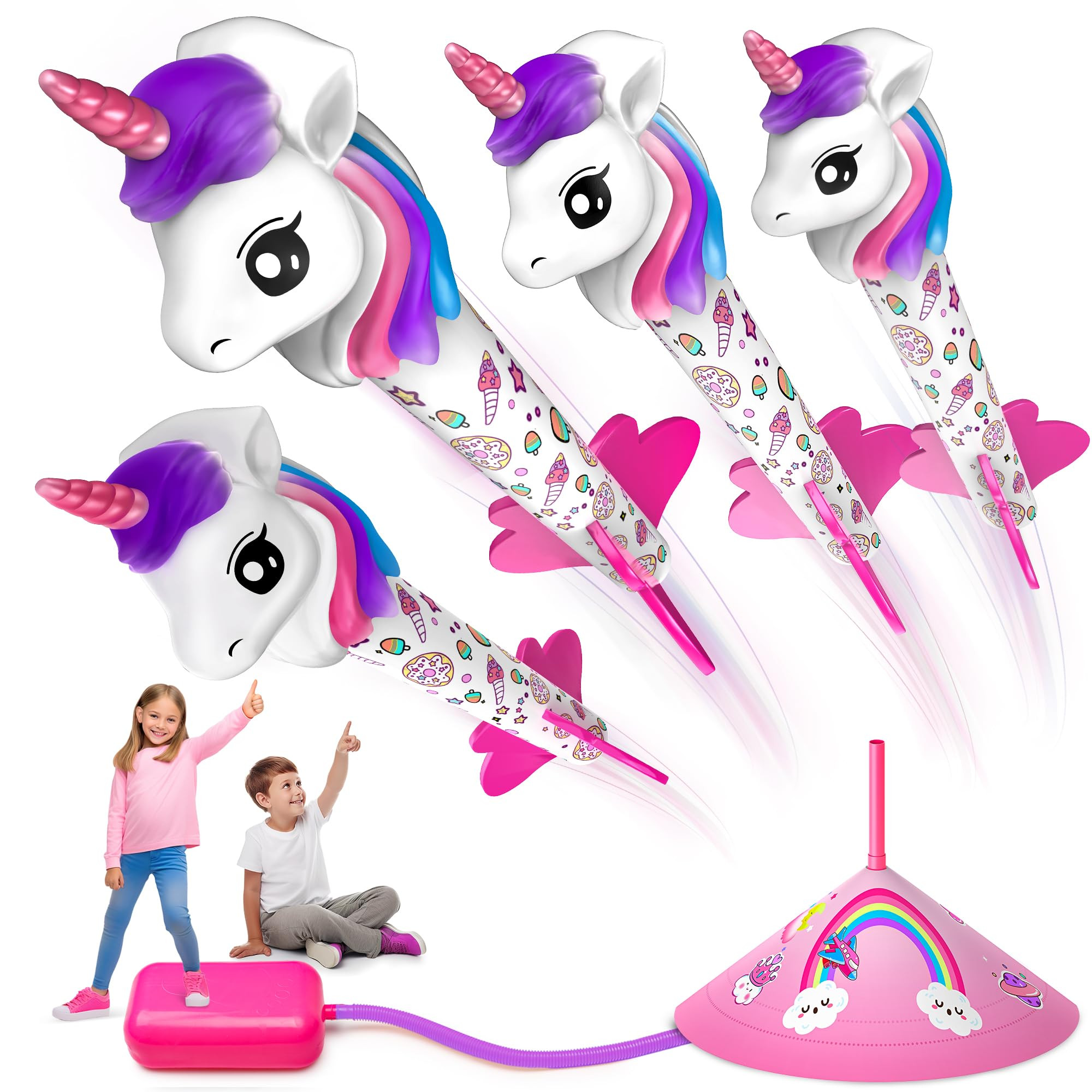 beefunni Unicorn Rocket Launcher for Kids, 4 Unicorns Outdoor Toys for Girls, Christmas Easter Bi... | Amazon (US)