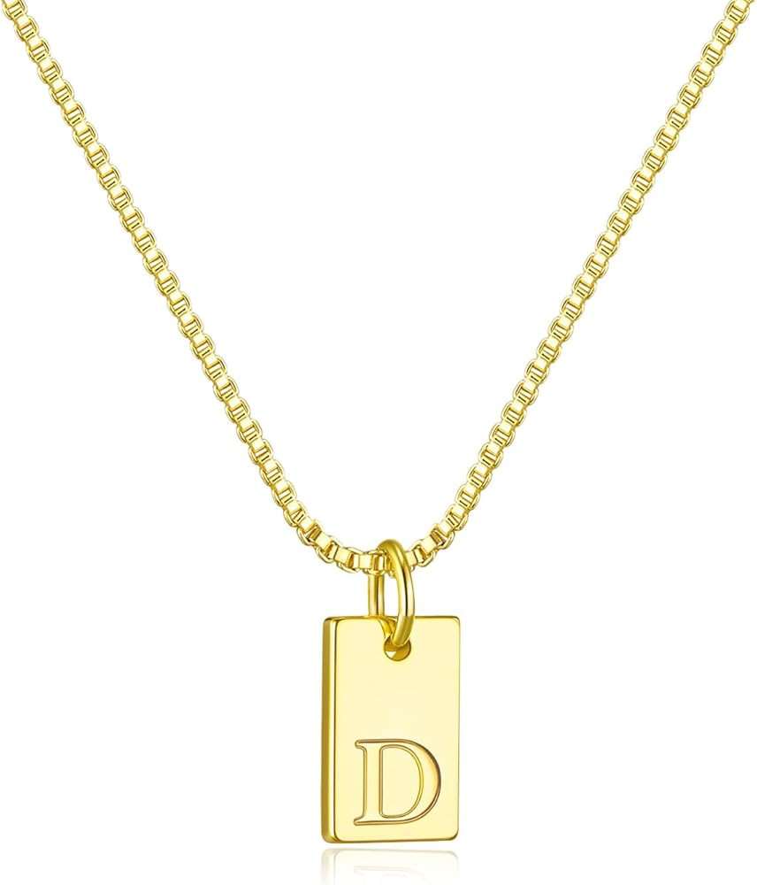 Initial Necklaces for Women 14K Gold Plated Letter Necklace Dainty Name Pendant Necklace Personal... | Amazon (US)