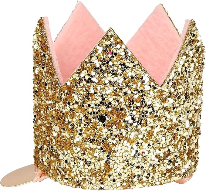 Meri Meri Mini Gold Glitter Crown Hair Clip (Pack of 1) | Amazon (US)