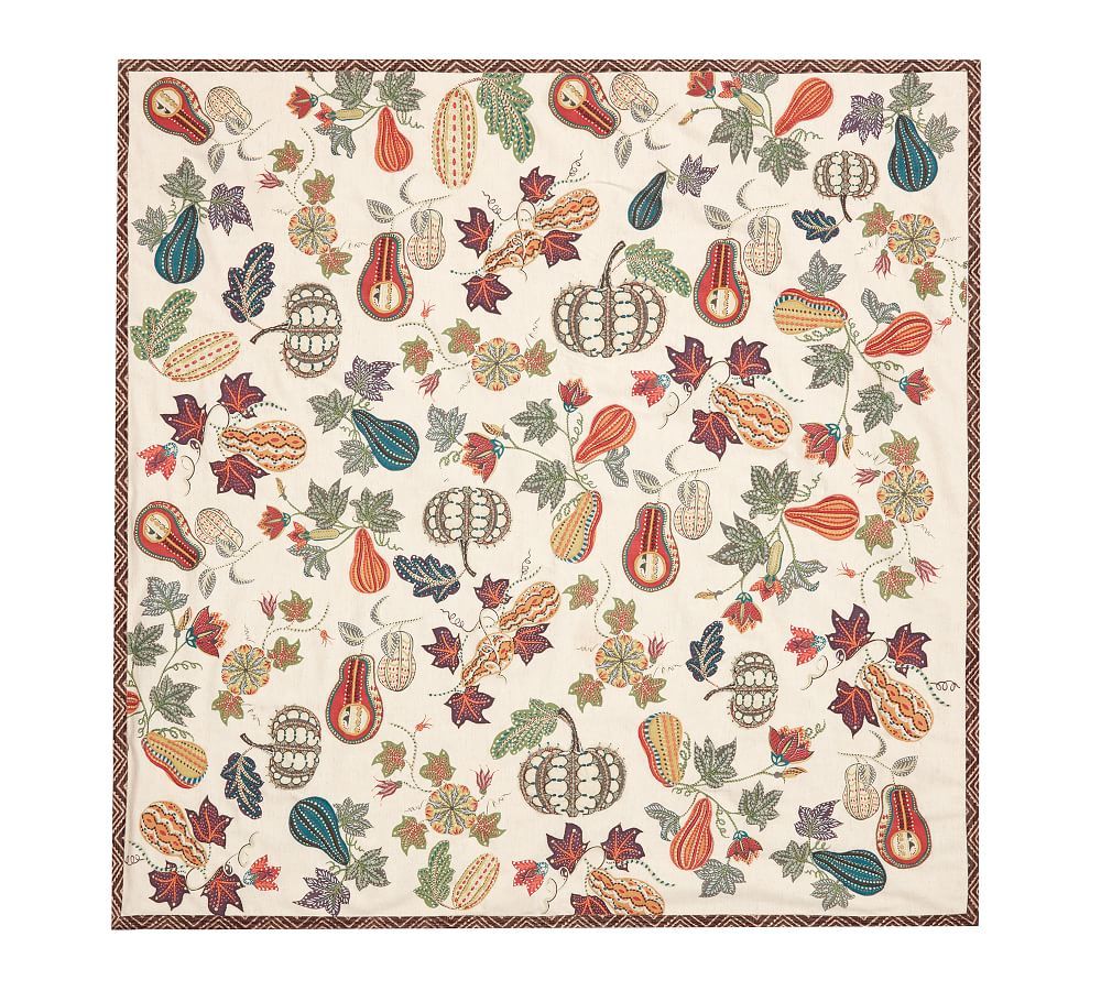 Aldo Pumpkin Embroidered Cotton/Linen Table Throw | Pottery Barn (US)