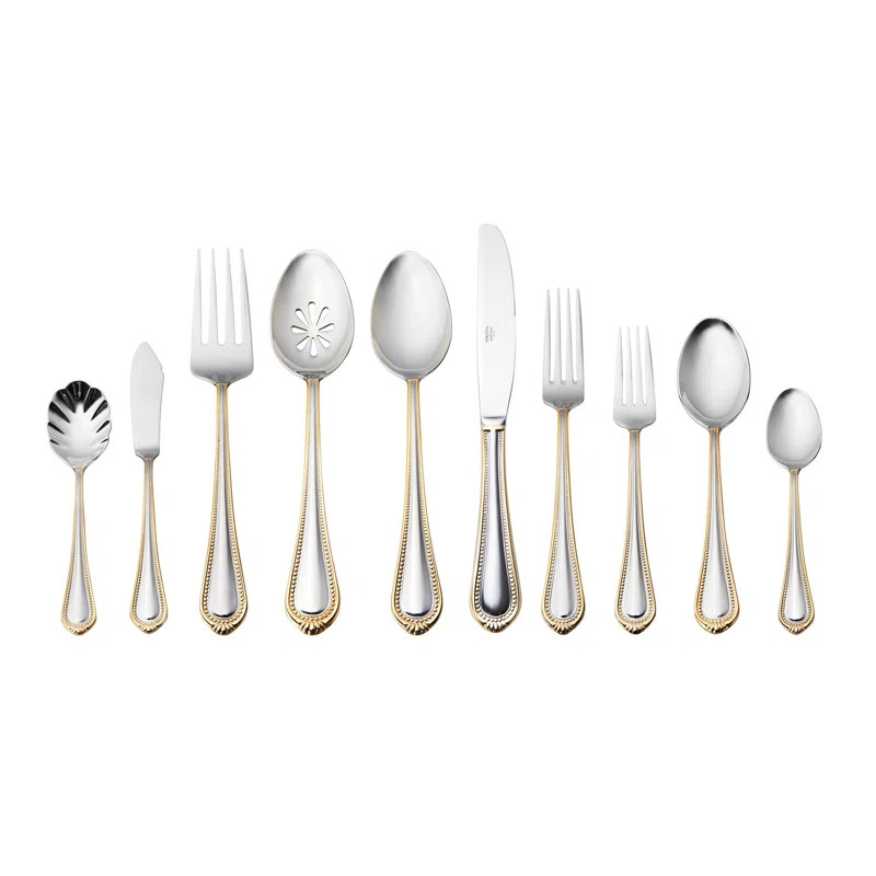 Mikasa Regent Bead Gold 65-Piece 18/10 Stainless Steel Flatware Set, Service for 12 | Wayfair North America