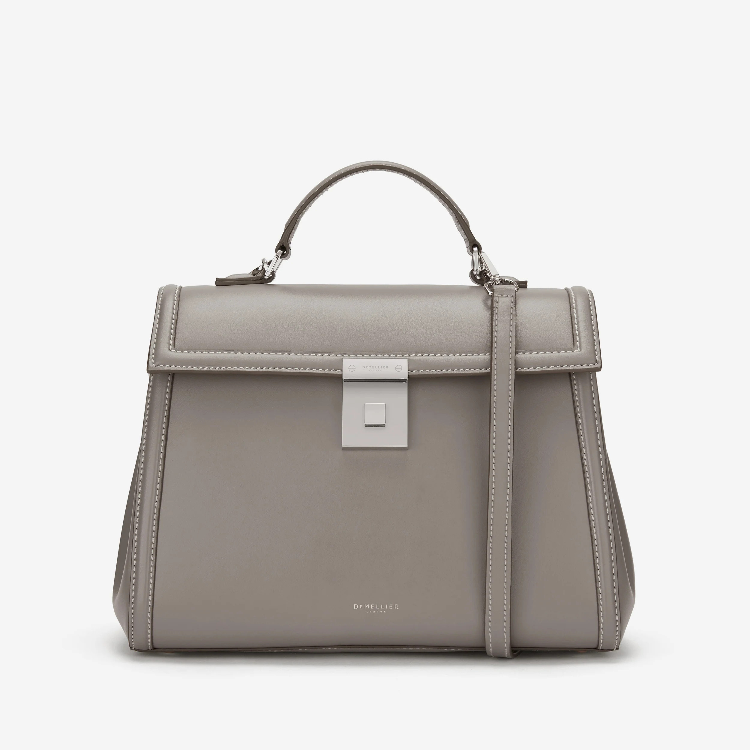 The Midi Paris | Stone Grey Smooth Ecru Stitching | DeMellier | DeMellier