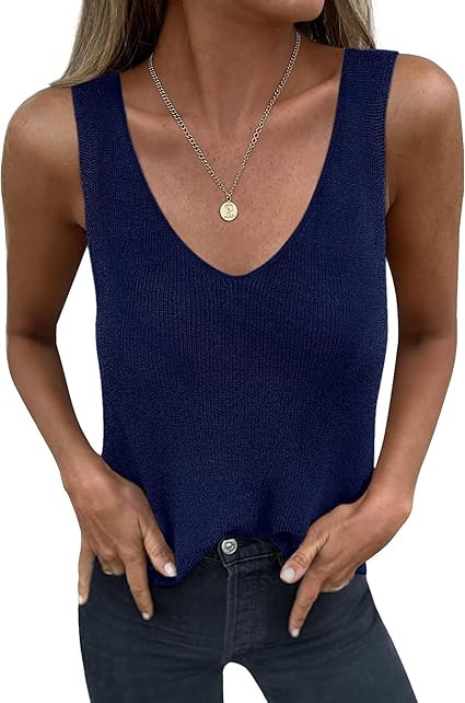 BTFBM Sweater Vest Women 2026 Spring Summer Sleeveless V Neck Ribbed Knit Basic Loose Fit Tank To... | Amazon (US)